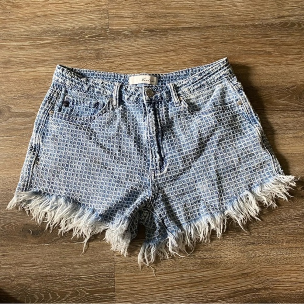 KanCan Shorts Size L Women’s Raw Hem Blue Cotton Cut‎ Off
